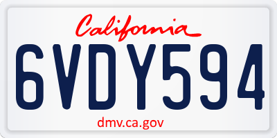 CA license plate 6VDY594
