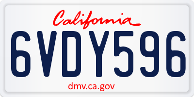 CA license plate 6VDY596