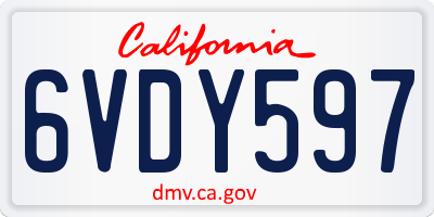 CA license plate 6VDY597