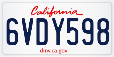 CA license plate 6VDY598