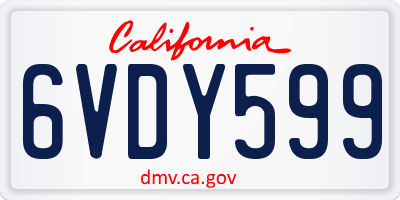 CA license plate 6VDY599