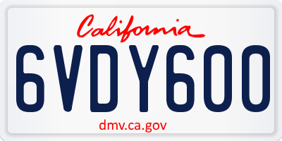 CA license plate 6VDY600