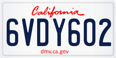 CA license plate 6VDY602