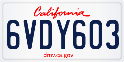 CA license plate 6VDY603