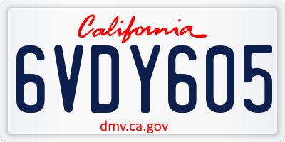 CA license plate 6VDY605