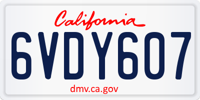 CA license plate 6VDY607