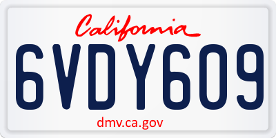 CA license plate 6VDY609