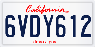 CA license plate 6VDY612