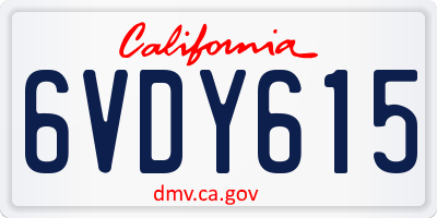 CA license plate 6VDY615