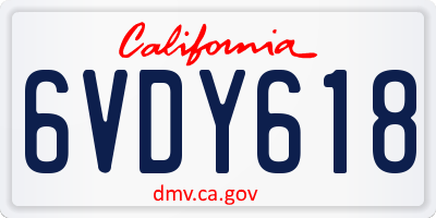 CA license plate 6VDY618
