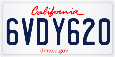 CA license plate 6VDY620