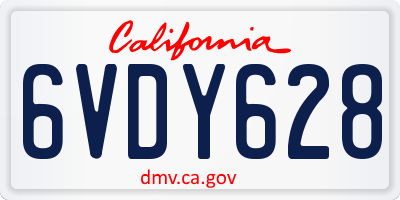 CA license plate 6VDY628