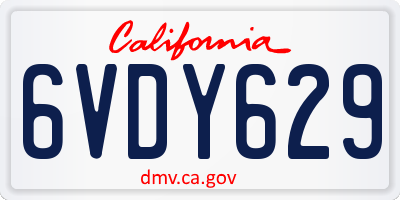 CA license plate 6VDY629