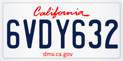 CA license plate 6VDY632