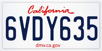 CA license plate 6VDY635