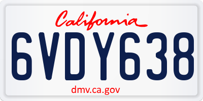 CA license plate 6VDY638