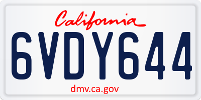 CA license plate 6VDY644