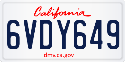 CA license plate 6VDY649