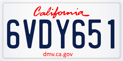 CA license plate 6VDY651