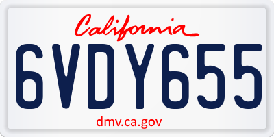 CA license plate 6VDY655