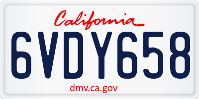 CA license plate 6VDY658