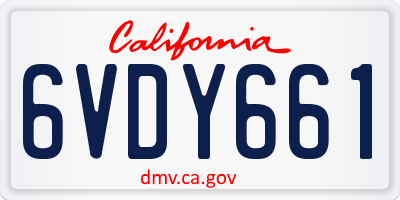 CA license plate 6VDY661