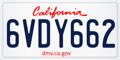 CA license plate 6VDY662
