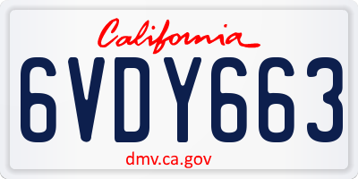 CA license plate 6VDY663