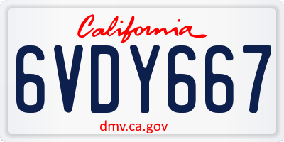 CA license plate 6VDY667