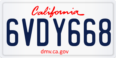 CA license plate 6VDY668