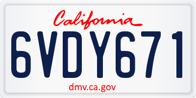 CA license plate 6VDY671