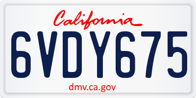 CA license plate 6VDY675
