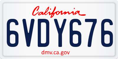 CA license plate 6VDY676