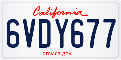 CA license plate 6VDY677