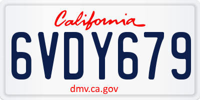 CA license plate 6VDY679