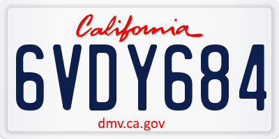 CA license plate 6VDY684