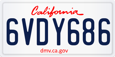 CA license plate 6VDY686