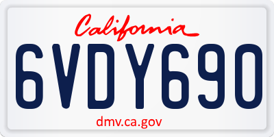 CA license plate 6VDY690