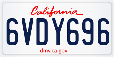 CA license plate 6VDY696