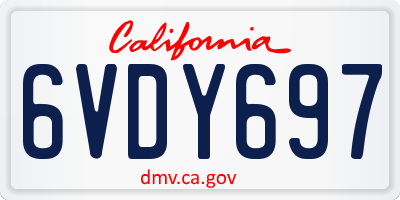 CA license plate 6VDY697