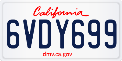 CA license plate 6VDY699