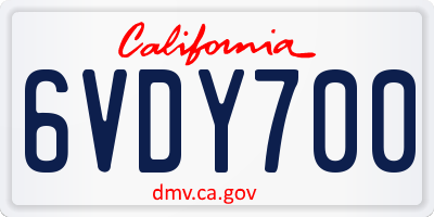 CA license plate 6VDY700