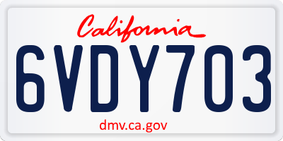 CA license plate 6VDY703