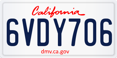 CA license plate 6VDY706