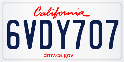 CA license plate 6VDY707
