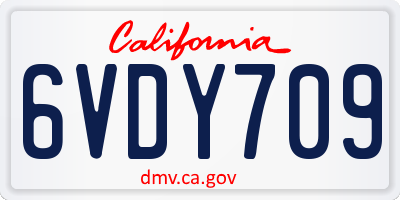 CA license plate 6VDY709