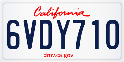 CA license plate 6VDY710