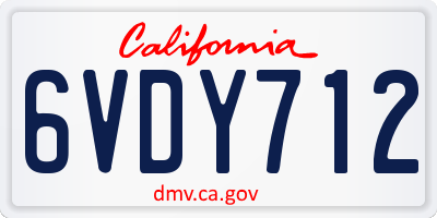 CA license plate 6VDY712