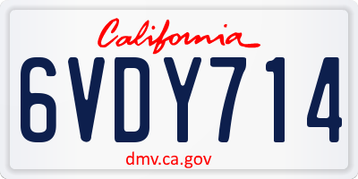 CA license plate 6VDY714