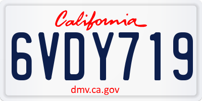 CA license plate 6VDY719